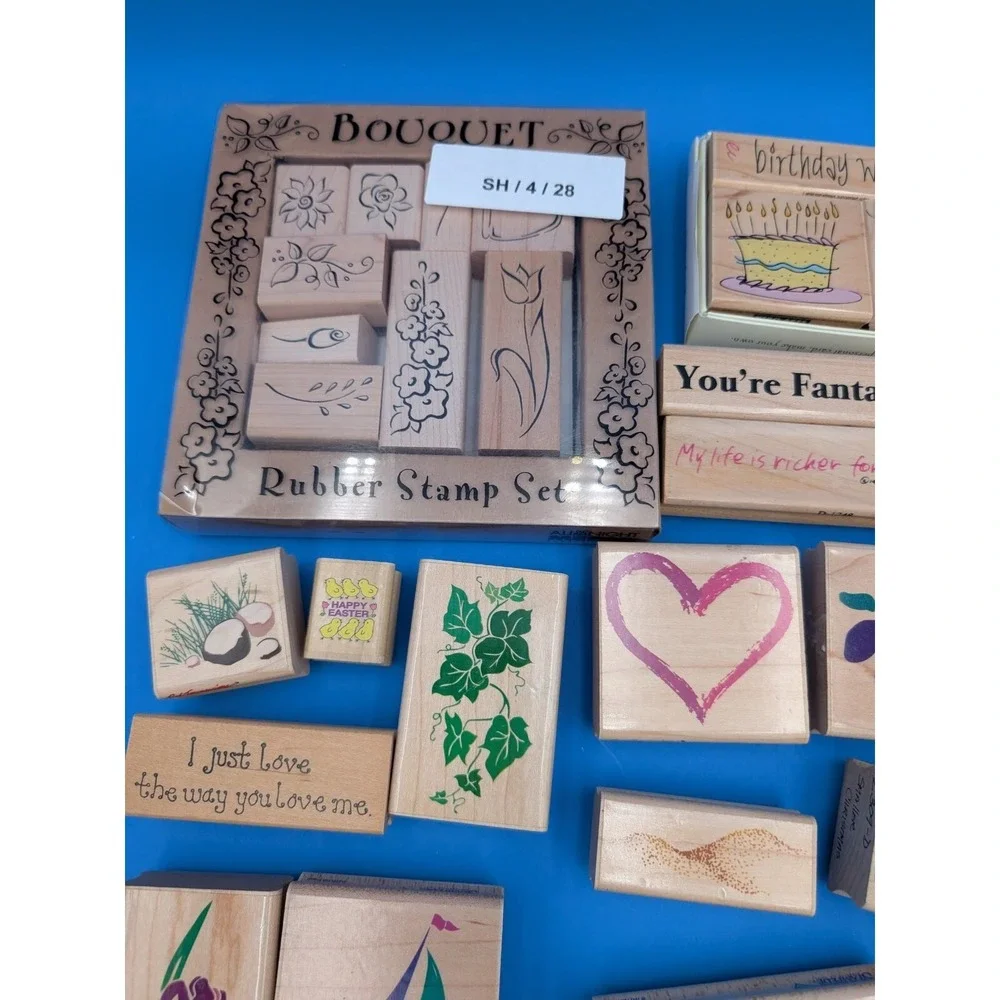 Wholesaler Reseller Crafter Enthusiast Wooden Rubber Stamp Lot Of 50+ Misc